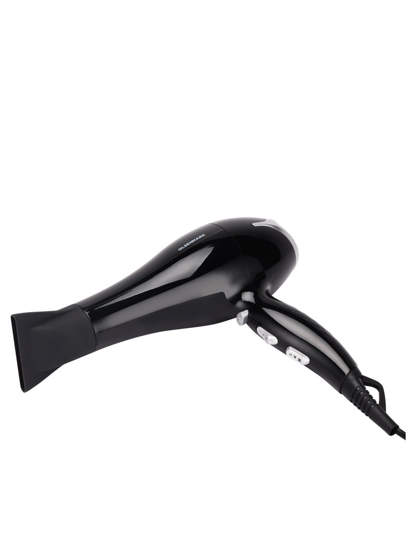 Olsenmark 2400 W Professional Hair Dryer OMH4097, 2 Speed Control, 1 Cool Function and 3 Level Heat Black  - Image 1
