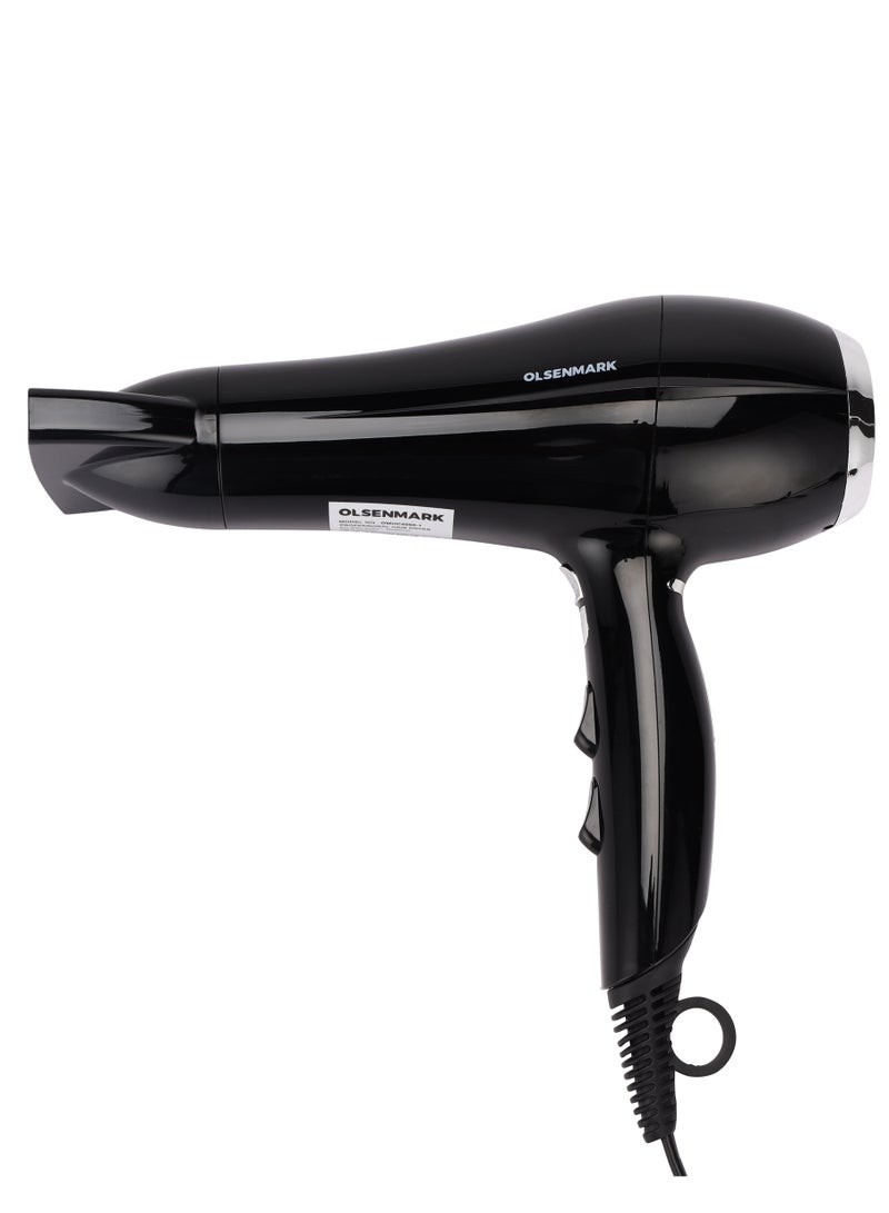 Olsenmark 3-in-1 Professional Hair Styling Kit- Omhc4096| Dryer, Straightener, Curler, 2 Speed and 3 Level Temperature Setting| Ceramic Plates and Clamps for Easy Curling| Perfect for Salon and at Hom Black  - Image 2