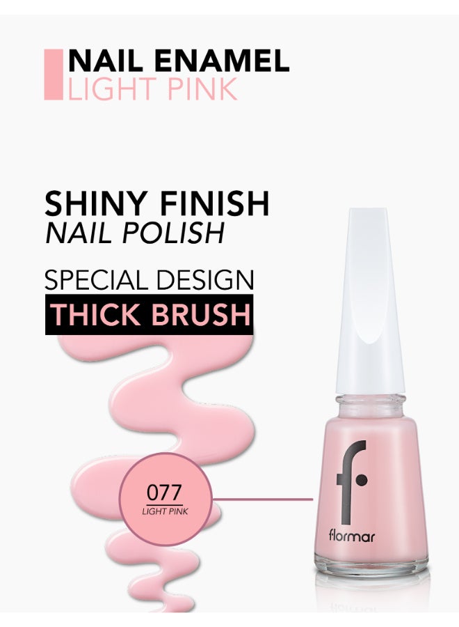 flormar Classic Nail Enamel With New Improved Formula And Thicker Brush - 077 Light Pink 077 Light Pink - Image 5