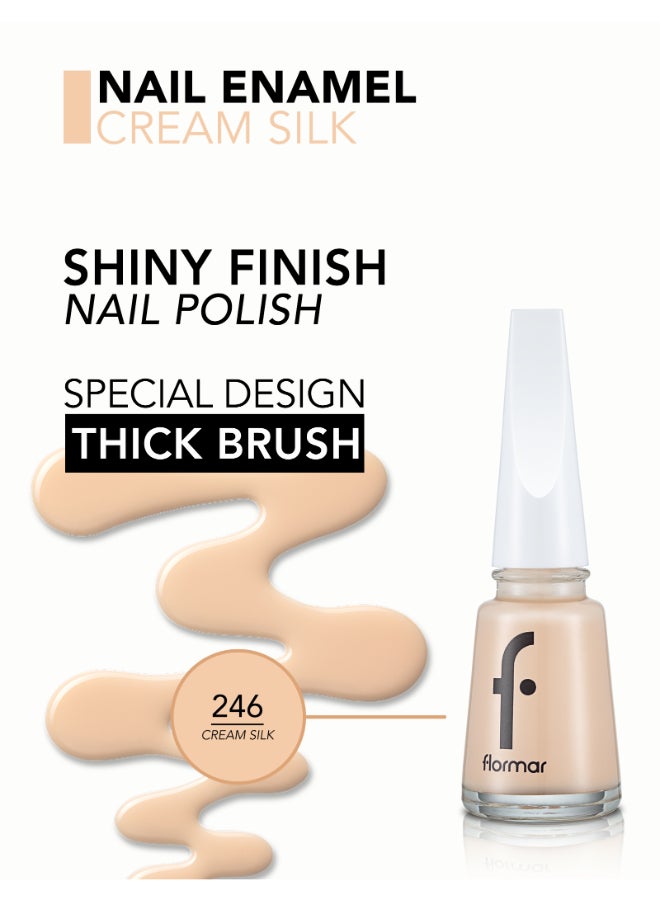 flormar Classic Nail Enamel With New Improved Formula And Thicker Brush - 246 Cream Silk 246 Cream Silk - Image 5