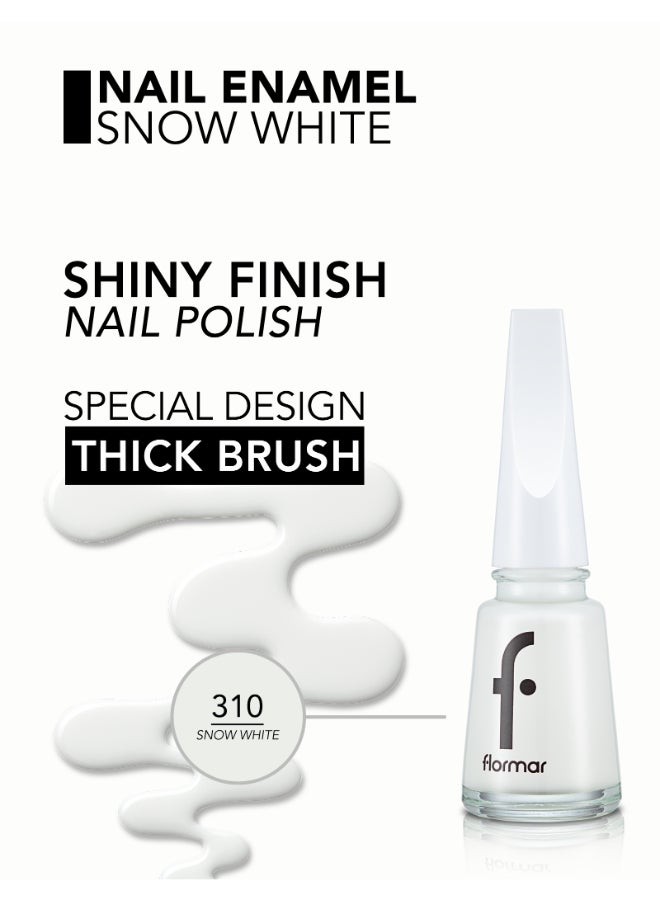 flormar Classic Nail Enamel With New Improved Formula And Thicker Brush - 310 Snow White 310 Snow White - Image 5