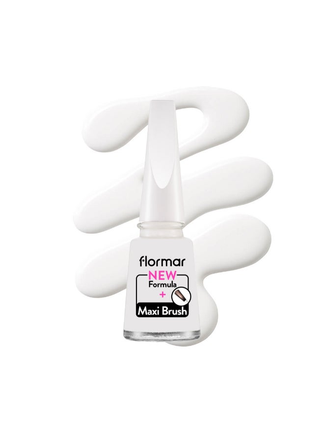 flormar Classic Nail Enamel With New Improved Formula And Thicker Brush - 310 Snow White 310 Snow White - Image 3
