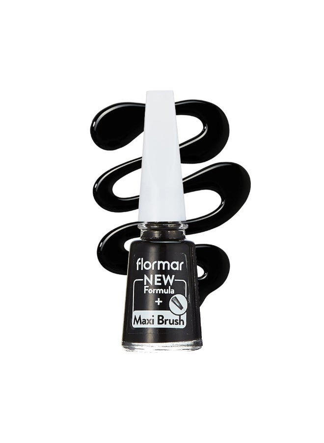 فلورمار طلاء أظافر كلاسيكي بتركيبة جديدة محسنة وفرشاة أكثر سمكًا - 313 أسود بسيط - Image 3