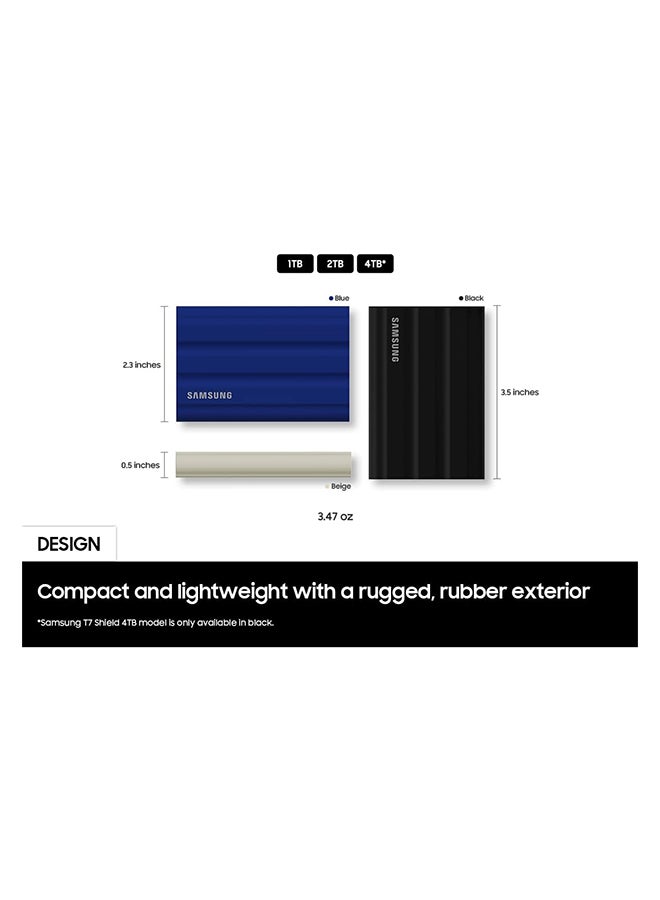 Samsung T7 Shield 4TB Portable External SSD, USB 3.2 Gen2 Interface (10 Gbps), Read/Write Speeds Up to 1050/1000 MB/s, AES 256-bit Encryption, Rugged, IP65 Dust & Water Resistant, Black | MU-PE4T0S/WW 4 TB - Image 3