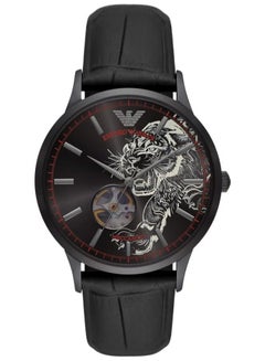 EMPORIO ARMANI Men's Automatic Black Leather Strap Watch, AR60046  - Image 1