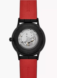 EMPORIO ARMANI Men's Automatic Black Leather Strap Watch, AR60046  - Image 4