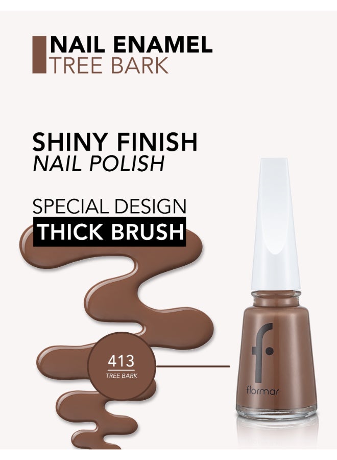 flormar Classic Nail Enamel With New Improved Formula And Thicker Brush, 11ml 413 Tree Bark - Image 5