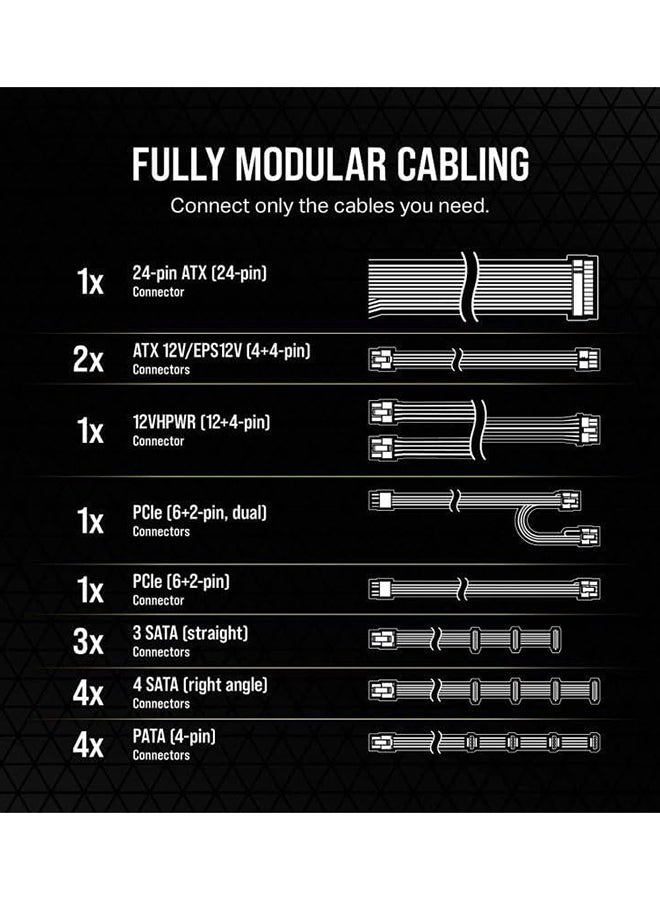 CORSAIR PSU RM850e (2023) Fully Modular Low-Noise - ATX 3.0 & PCIe 5.0 Compliant - 105°C-Rated Capacitors - 80 PLUS Gold Efficiency - Modern Standby Support Black  - Image 5