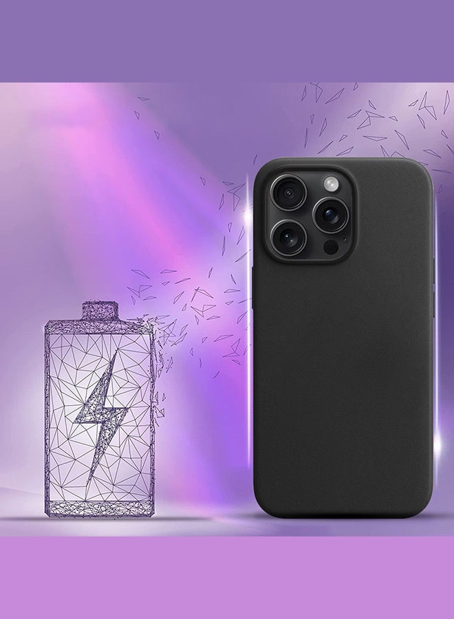 MARGOUN Magsafe Leather Case Cover for Apple iPhone 15 Pro, Anti-Scratch Case Shockproof Drop Proof Protective Slim Case Black - Image 4