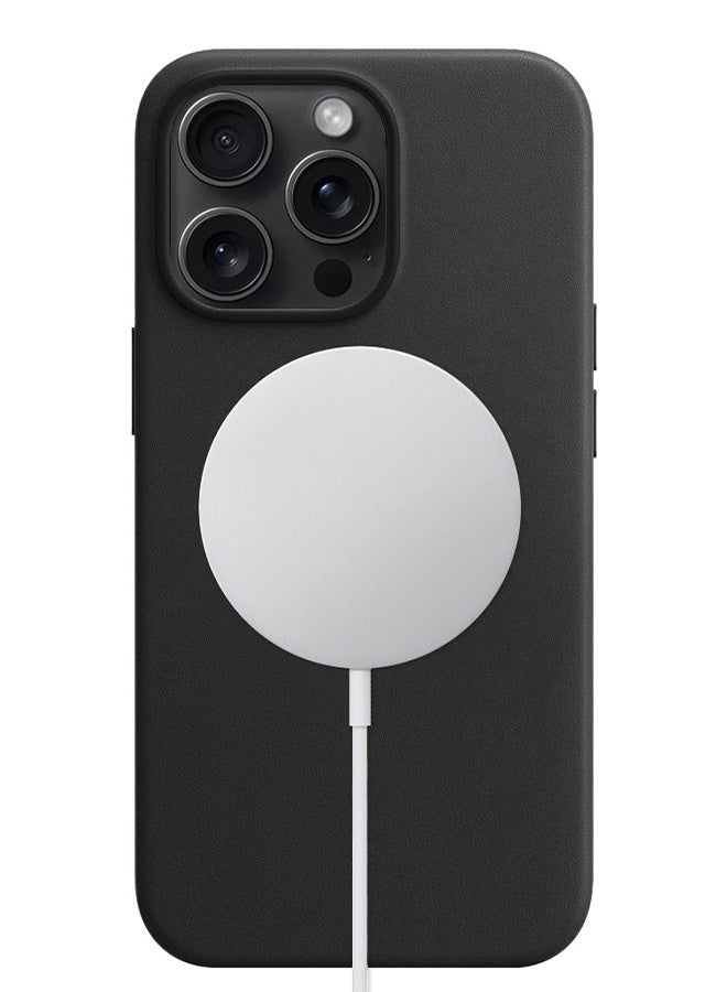 MARGOUN Magsafe Leather Case Cover for Apple iPhone 15 Pro, Anti-Scratch Case Shockproof Drop Proof Protective Slim Case Black - Image 3