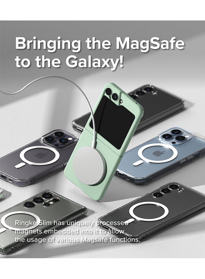 Ringke Slim Magnetic Compatible With Samsung Galaxy Z Flip 5 Case, Non-Yellowing Transparent Hard Thin Premium PC Protective Phone Cover- Mint - Image 4