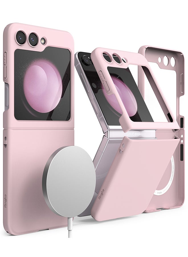 Ringke Slim Magnetic Compatible With Galaxy Z Flip 5 Case Non-Yellowing Transparent Hard Thin Premium PC Protective Phone Cover- Strawberry - Image 1