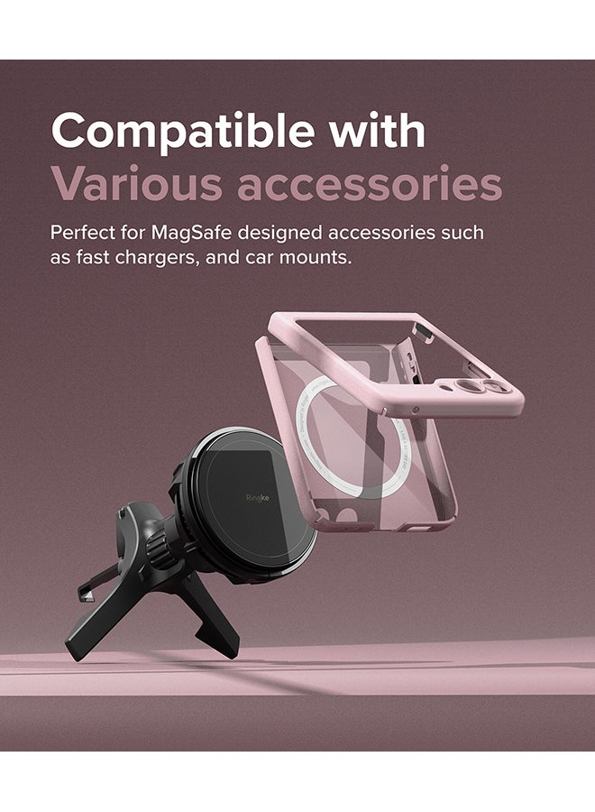 Ringke Slim Magnetic Compatible With Galaxy Z Flip 5 Case Non-Yellowing Transparent Hard Thin Premium PC Protective Phone Cover- Strawberry - Image 5