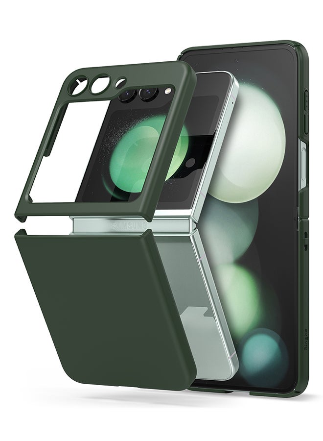 Ringke Slim Case Compatible With Galaxy Z Flip 5, Non-Yellowing Transparent Hard Thin Premium PC Lightweight Protective Phone Cover - Dark Green - Image 1