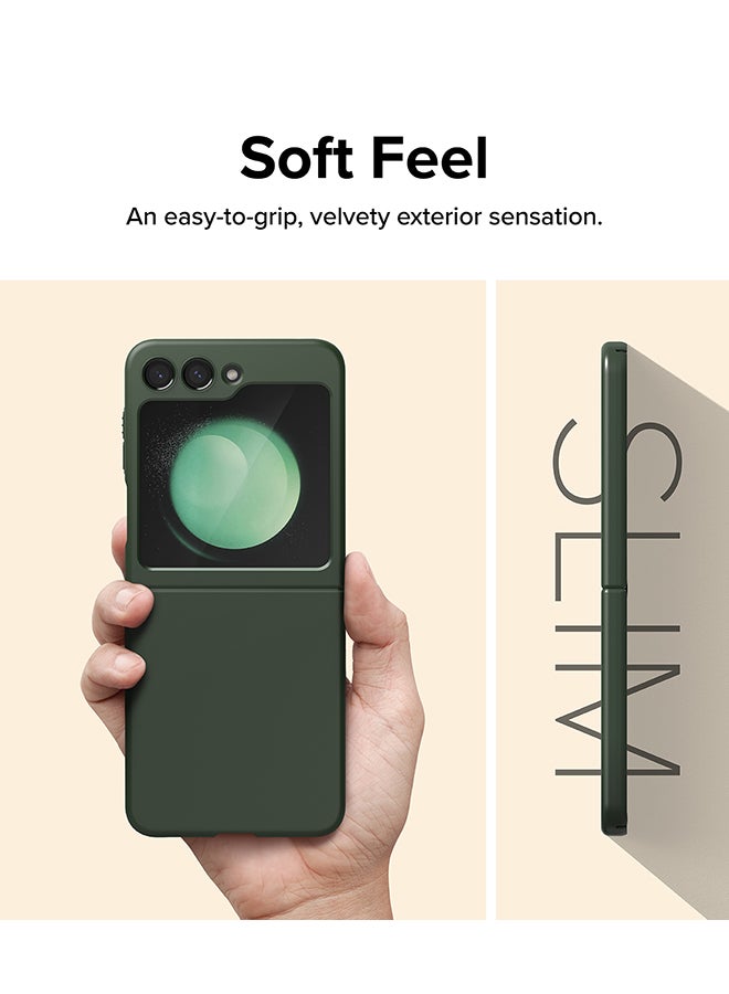 Ringke Slim Case Compatible With Galaxy Z Flip 5, Non-Yellowing Transparent Hard Thin Premium PC Lightweight Protective Phone Cover - Dark Green - Image 5
