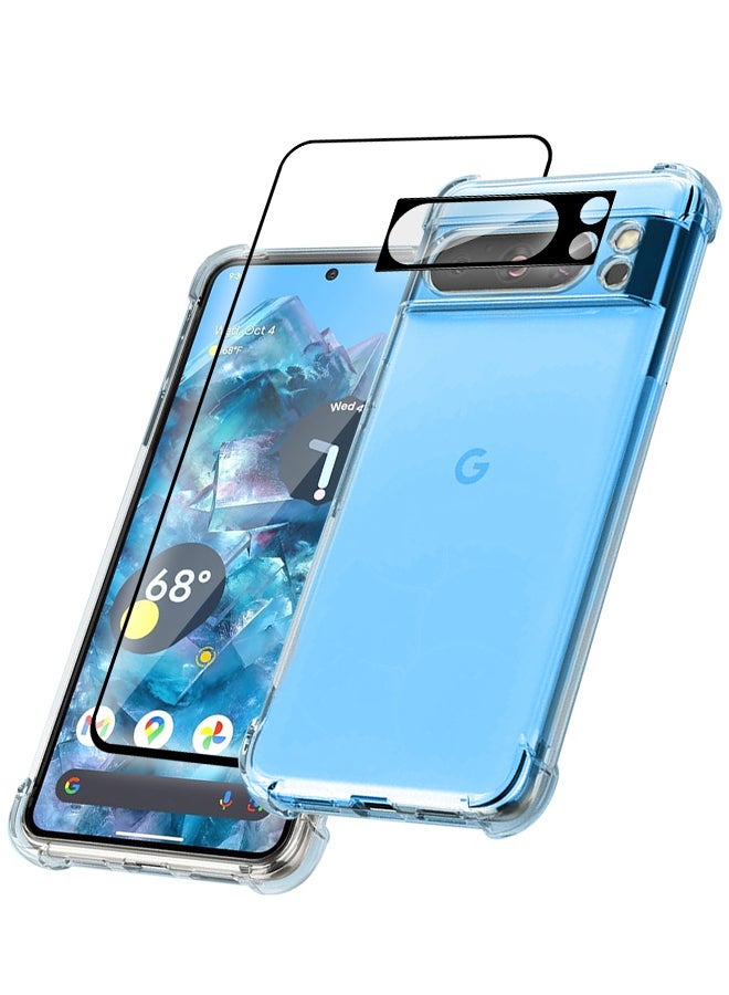 MARGOUN 3 Packs For Google Pixel 8 Pro TPU Case And Screen Protector Camera Lens Protector Clear Anti-Yellowing Transparent Shockproof Protective Phone Case Scratch Resistant Reinforced Corners Cover Clear - Image 2