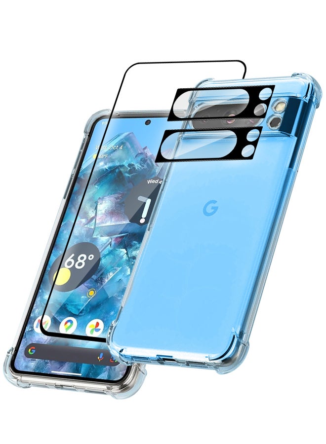 MARGOUN 4 Packs For Google Pixel 8 Pro TPU Case And Screen Protector, 2 Camera Lens Protectors Clear Anti-Yellowing Transparent Shockproof Protective Phone Case Scratch Resistant Reinforced Corners Cover Clear - Image 2