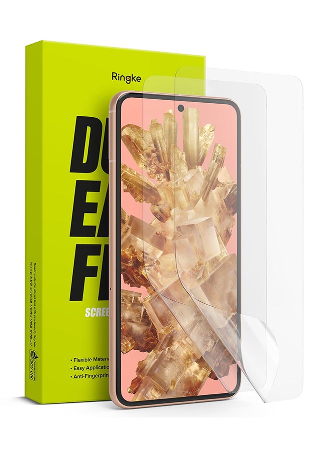 Ringke 2 Pack- Dual Easy Film Compatible With Google Pixel 8, Premium Full Cover Film Case Friendly Screen Protector With Easy Application Kit Clear - Image 1
