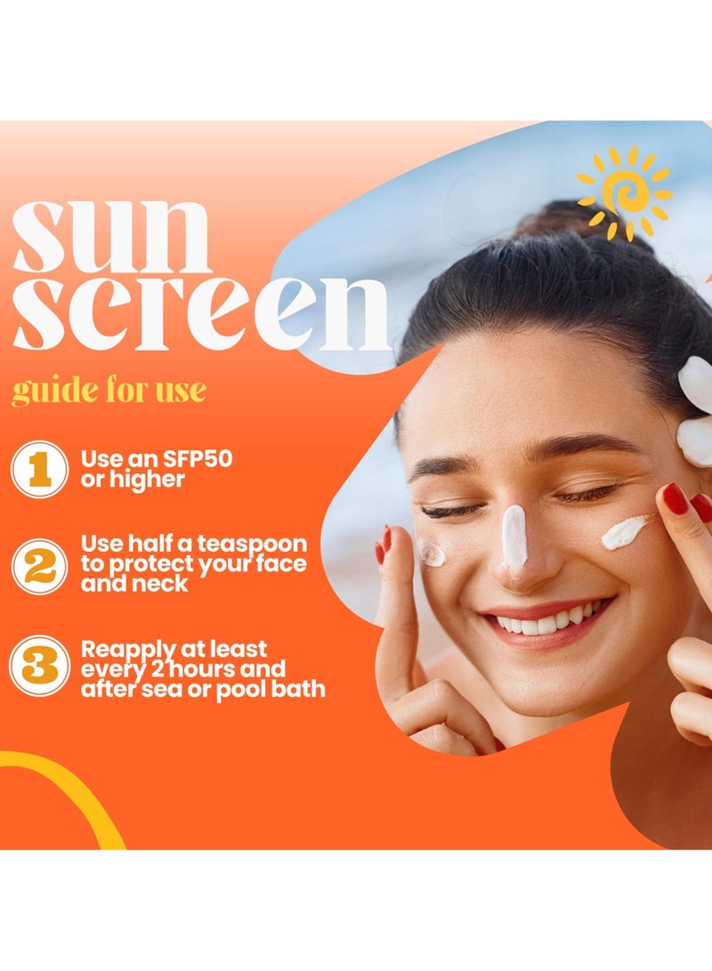 إيفلين كوزماتيكس كريم الحماية من الشمس بمعامل حماية SPF 50 مع حمض الهيالورونيك وفيتامينات A وE وF - للبشرة الحساسة والمعرضة للحساسية  - Image 2