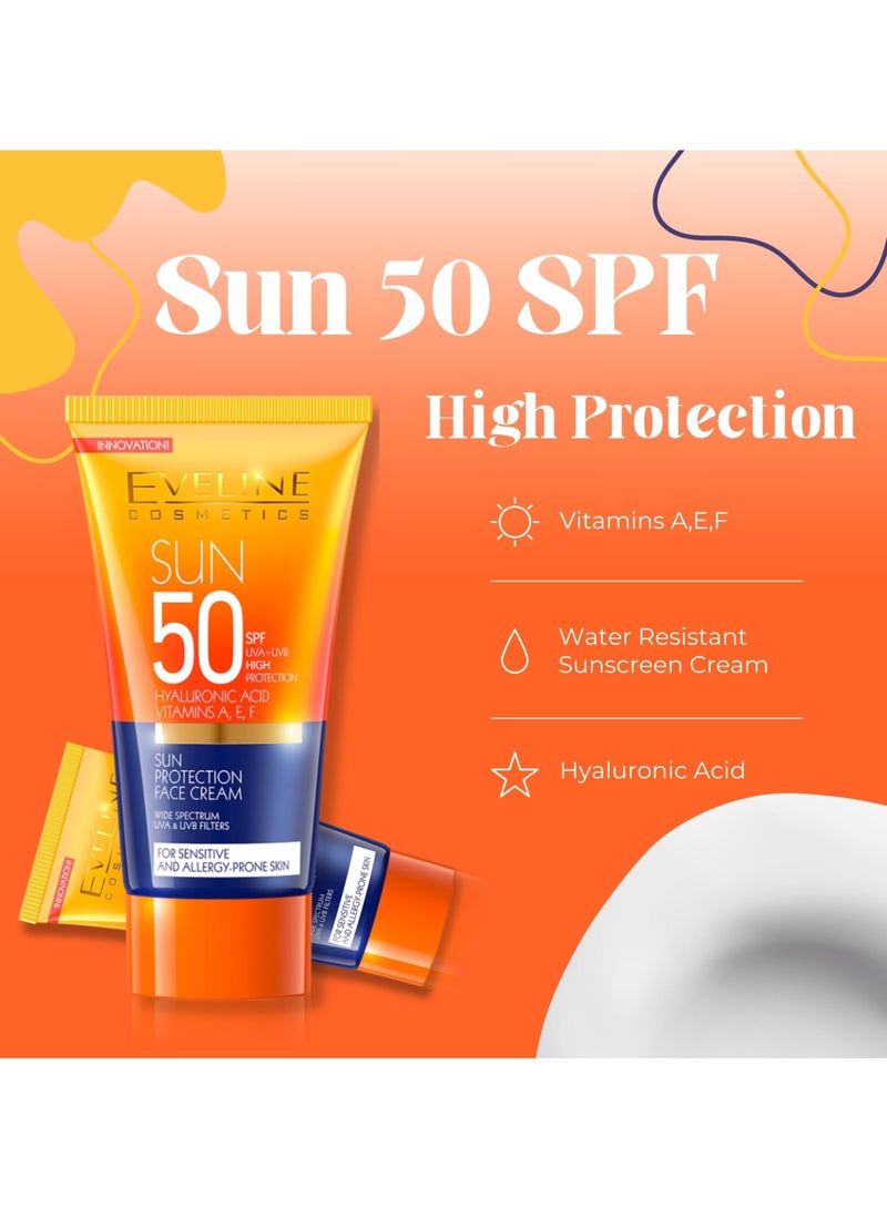 إيفلين كوزماتيكس كريم الحماية من الشمس بمعامل حماية SPF 50 مع حمض الهيالورونيك وفيتامينات A وE وF - للبشرة الحساسة والمعرضة للحساسية  - Image 4