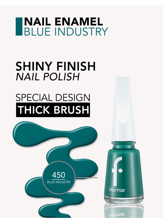 flormar Classic Nail Enamel With New Improved Formula And Thicker Brush - 450 Blue Industry 450 Blue Industry - Image 5