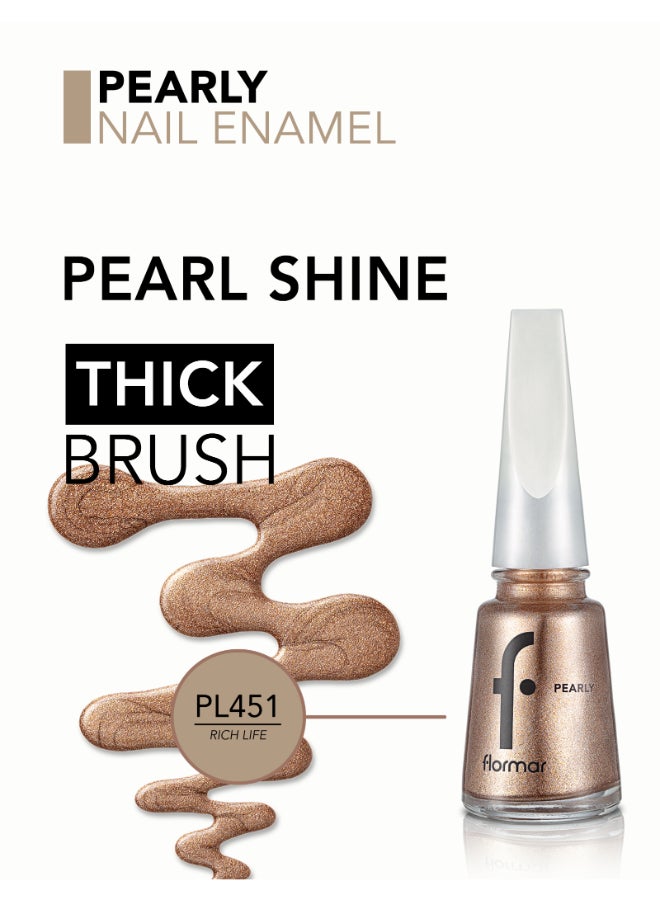 flormar Pearly Nail Enamel With New Improved Formula And Thicker Brush - Pl451 Rich Life Pl451 Rich Life - Image 5