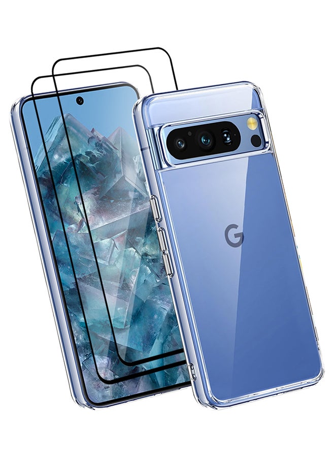 مارجون 3 Packs For Google Pixel 8 Pro TPU Case And 2 Screen Protectors Clear Anti-Yellowing Transparent Shockproof Protective Phone Case Scratch Resistant Cover Clear - Image 2