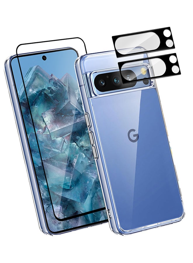 مارجون 4 Packs For Google Pixel 8 Pro TPU Case And Screen Protector 2 Camera Lens Protectors Clear Anti-Yellowing Transparent Shockproof Protective Phone Case Scratch Resistant Cover Clear - Image 2