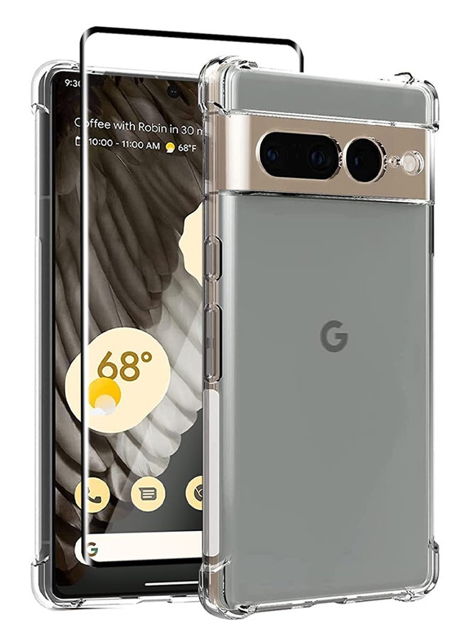 مارجون عبوتان لحافظة TPU لجهاز Google Pixel 7 Pro وواقي شاشة شفاف مضاد للاصفرار واقي للصدمات حافظة هاتف مقاومة للخدوش مع زوايا معززة - Image 2