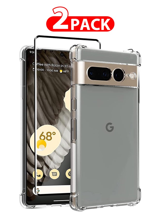 مارجون عبوتان لحافظة TPU لجهاز Google Pixel 7 Pro وواقي شاشة شفاف مضاد للاصفرار واقي للصدمات حافظة هاتف مقاومة للخدوش مع زوايا معززة - Image 1
