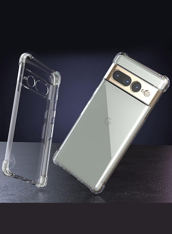 Google Pixel 7 Pro TPU Case Clear Anti-Yellowing Transparent Shockproof Protective Phone Case Scratch Resistant Reinforced Corners Cover Clear