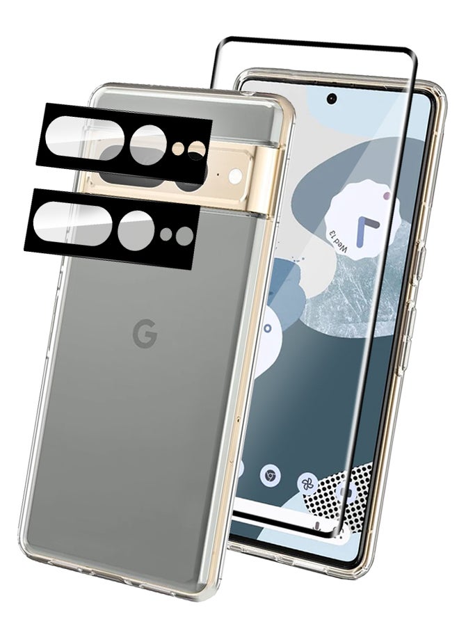 MARGOUN 4 Packs For Google Pixel 7 Pro TPU And Screen Protector 2 Camera Lens Protectors Anti Yellowing Transparent Shockproof Protective Phone Case Scratch Resistant Cover Clear - Image 2