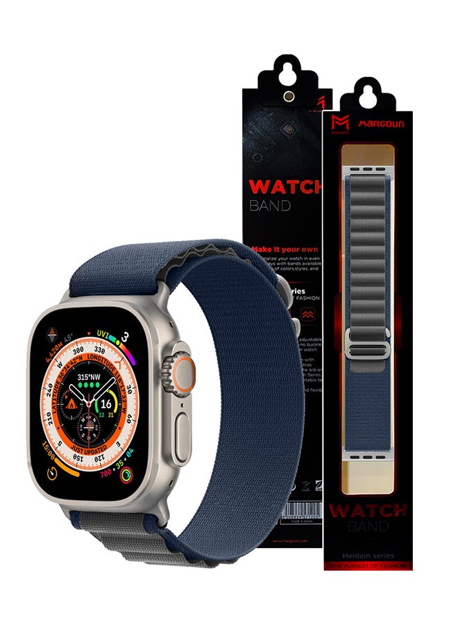 MARGOUN - Watch Ultra Smartwatch With Rugged Titanium Case And Alpine Loop 49mm Fitness Tracker Precision GPS Action Button Extra Long Battery Life Alpine Loop Band Blue - Image 1