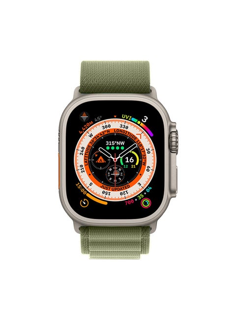 Watch Ultra Smartwatch With Rugged Titanium Case And Alpine Loop 49mm Fitness Tracker Precision GPS Action Button Extra Long Battery Life Alpine Loop Band Green