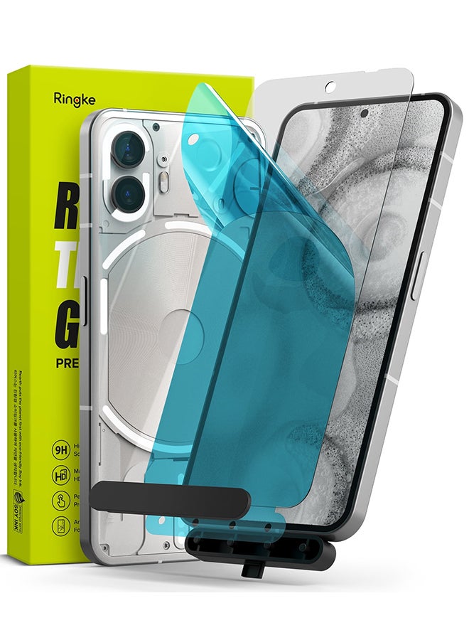 Ringke Full Cover Tempered Glass Screen Protector Compatible With Nothing Phone (2), Premium 9H Hardness Protective Film With Installation Kit- 2 Pack Clear - Image 1