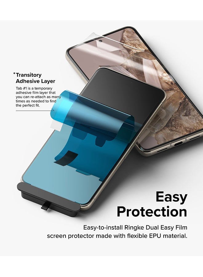 Ringke - 2 Pack Dual Easy Film Compatible With Google Pixel 8 Pro, Premium Full Cover Case Friendly Screen Protector With Easy Application Kit Clear - Image 1