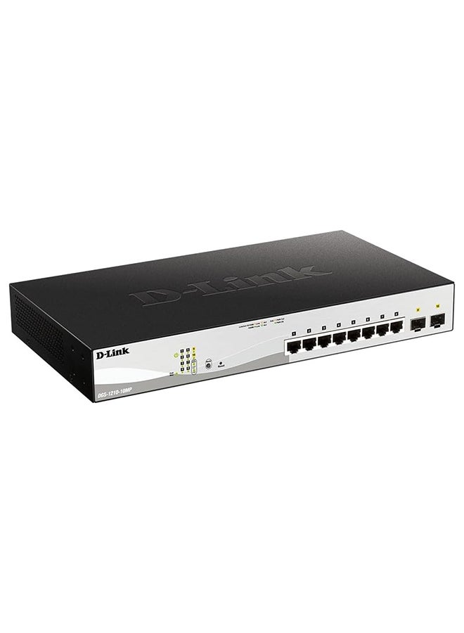 D-Link PoE+ Switch, 8 10 Port Smart Managed Layer 2+ Gigabit Ethernet with 2 Gigabit SFP Ports and 130W PoE Budget (DGS-1210-10MP) Black - Image 2