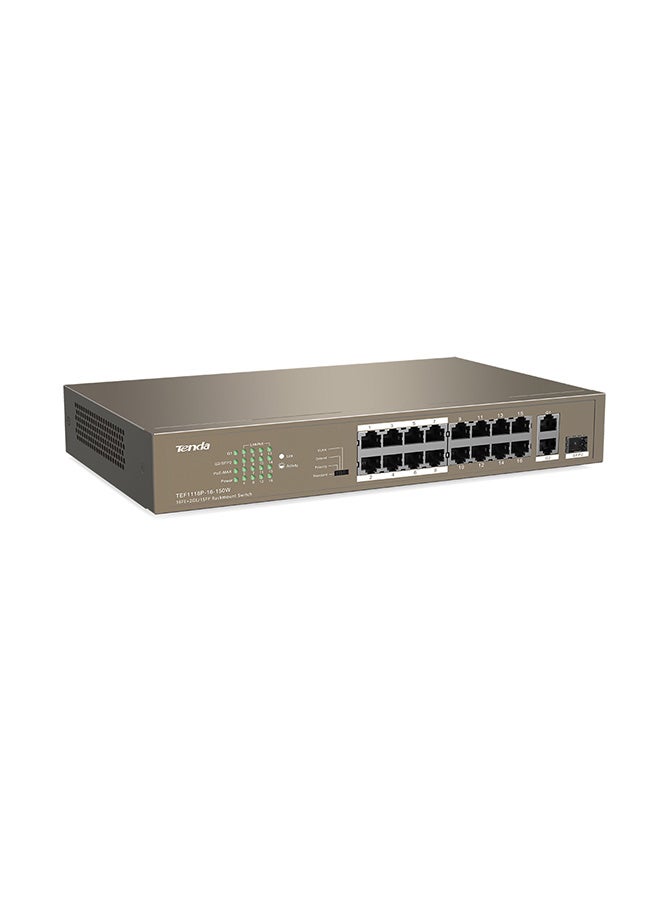 Tenda TEF1118P-16-150W   16FE+2GE/1SFP Desktop Switch With 16-Port PoE Brown  - Image 3