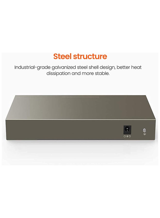 Tenda - TEF1109P-8-102W 9-Port 100Mbps Ethernet Network Switch With 8-Port PoE 102W, VLAN Port, 6kV Lightning Protection, Ethernet Splitter Works with IEEE 802.3af/at, Transmission Distance up to 250m Brown - Image 1