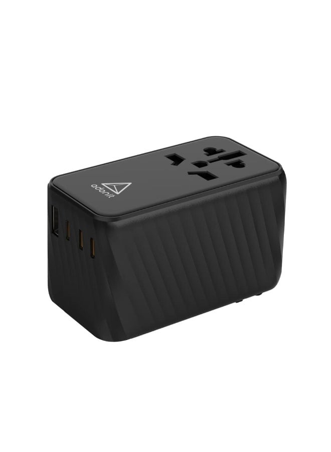 ADONIT 2 Gan Universal Travel Adapter| International Wall Charger With Pd 120W Ultra Fast Charge, 4Xusb-C, 1Xusb-A, Eu Uk Usa Aus Plug, For Macbooks, Laptops, Tablets, Phones, Airpods Black  - Image 1