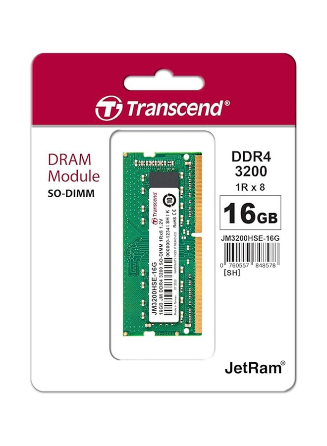 ترانسيند JM3200HSE-16G | DDR4-3200 غير مخزنة SO-DIMM 16GB للكمبيوتر المحمول  - Image 2