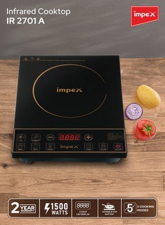 Impex Infrared Induction Cooktop 1500W with 8 Power Levels, 5 Cooking Modes, 4-Digit LED Display, 24-Hour Preset Timer, Overheating Protection, Micro crystal plate and Universal Pot Compatibility IR 2701 A Black  - Image 2