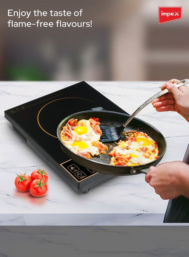 Impex - Infrared Induction Cooktop 1500W with 8 Power Levels, 5 Cooking Modes, 4-Digit LED Display, 24-Hour Preset Timer, Overheating Protection, Micro crystal plate and Universal Pot Compatibility IR 2701 A Black - Image 1