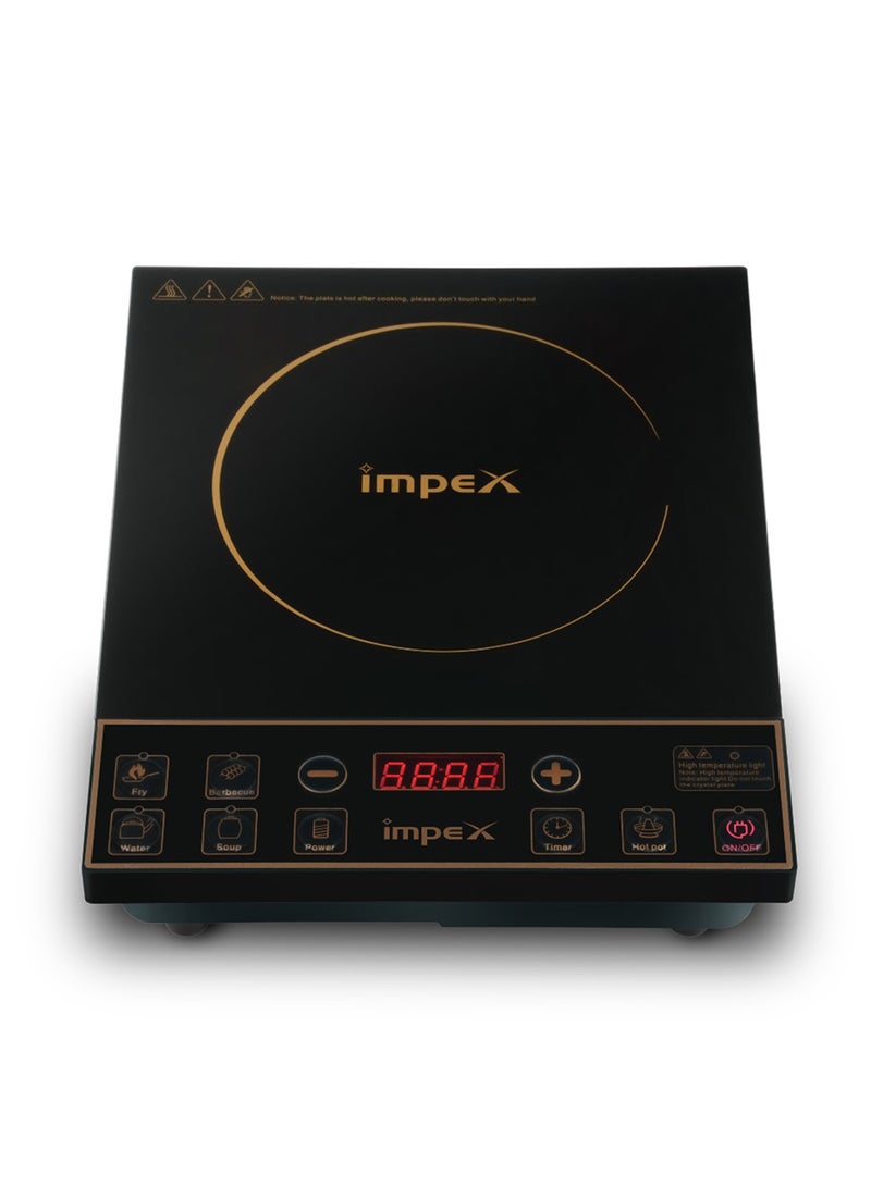 Impex Infrared Induction Cooktop 1500W with 8 Power Levels, 5 Cooking Modes, 4-Digit LED Display, 24-Hour Preset Timer, Overheating Protection, Micro crystal plate and Universal Pot Compatibility IR 2701 A Black - Image 1