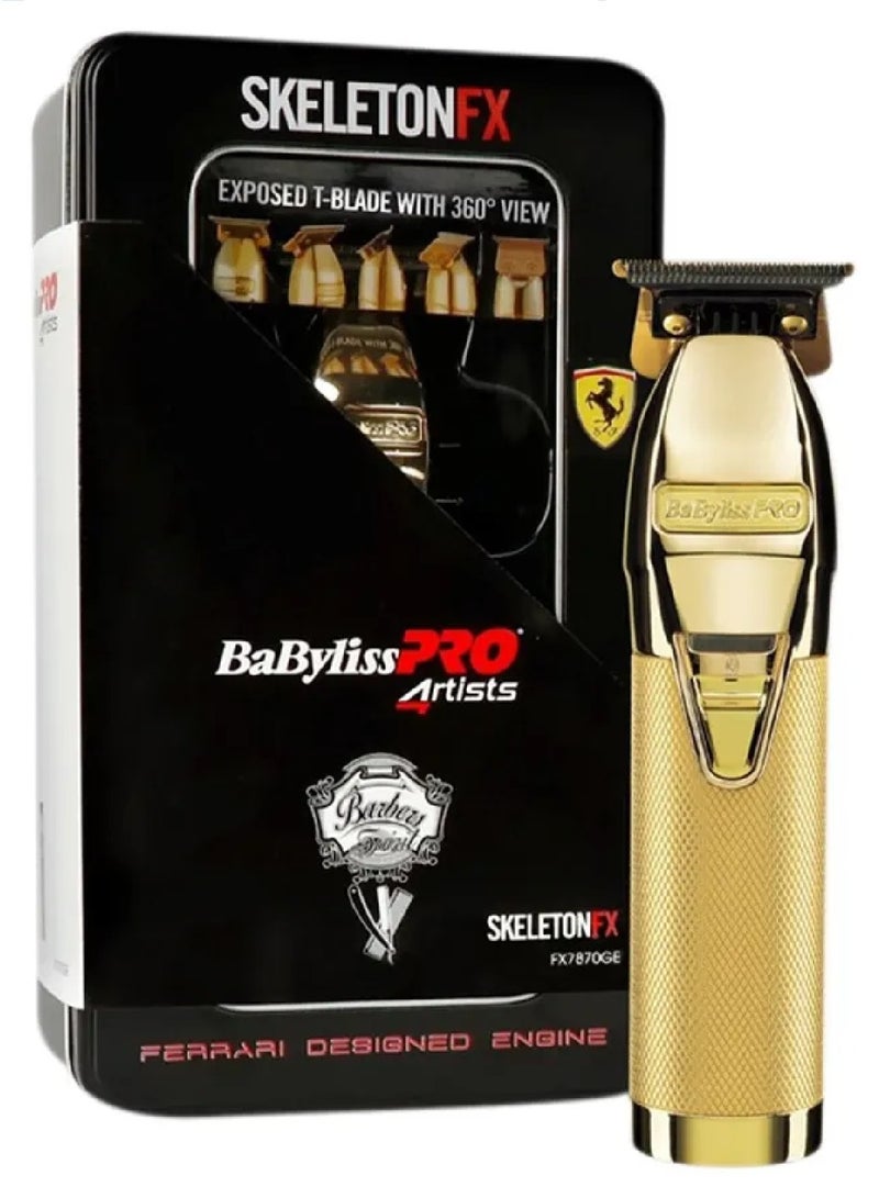 BaBylissPRO Gold Skeleton FX Cordless Hair Trimmer | Professional Outliner with Exposed T-Blade | 2-Hour Runtime | Zero-Gap Precision | Ideal for Fading | Edging & Detailing  - FX7870GSDE Gold - Image 1