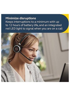 جابرا Evolve 65 SE Link380a MS Stereo- Bluetooth Headset with Noise-Cancelling Microphone, Long-Lasting Battery and Dual Connectivity - Works with All Other Platforms Black  - Image 3