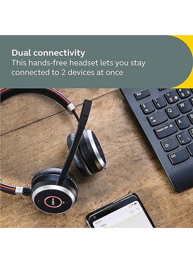 جابرا - Evolve 65 SE Link380a MS Stereo- Bluetooth Headset with Noise-Cancelling Microphone, Long-Lasting Battery and Dual Connectivity - Works with All Other Platforms Black - Image 1