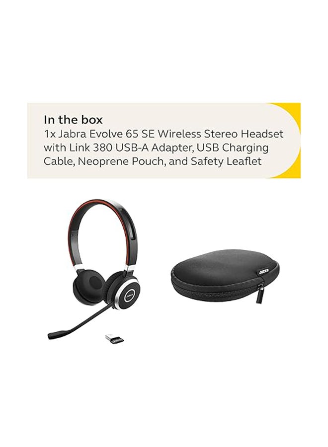 جابرا - Evolve 65 SE Link380a MS Stereo- Bluetooth Headset with Noise-Cancelling Microphone, Long-Lasting Battery and Dual Connectivity - Works with All Other Platforms Black - Image 1