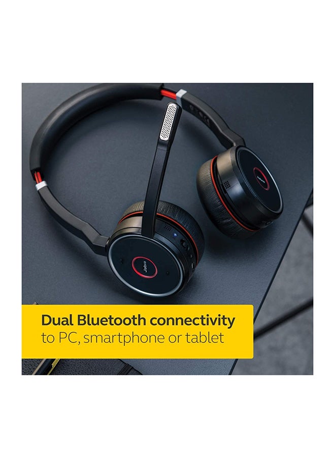 جابرا Evolve 75 MS Wireless Headset, Stereo – Includes Link 370 USB Adapter – Bluetooth Headset with World-Class Speakers, Active Noise-Cancelling Microphone, All Day Battery Black - Image 3