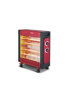 Quartz Tube Heater 4 Tubes 3 Heating Powers 550/1100/2200W, Over Heat Protection, Castor Base Easy To Move 2200 W HQ 81 Red/Black